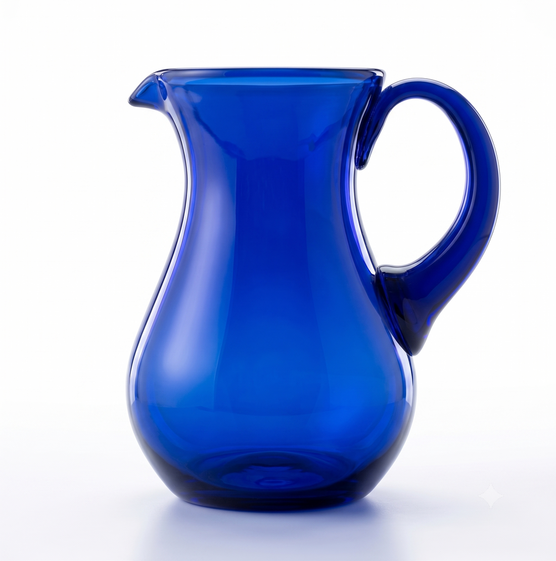 Jarra pera artesanal de vidrio soplado azul cobalto