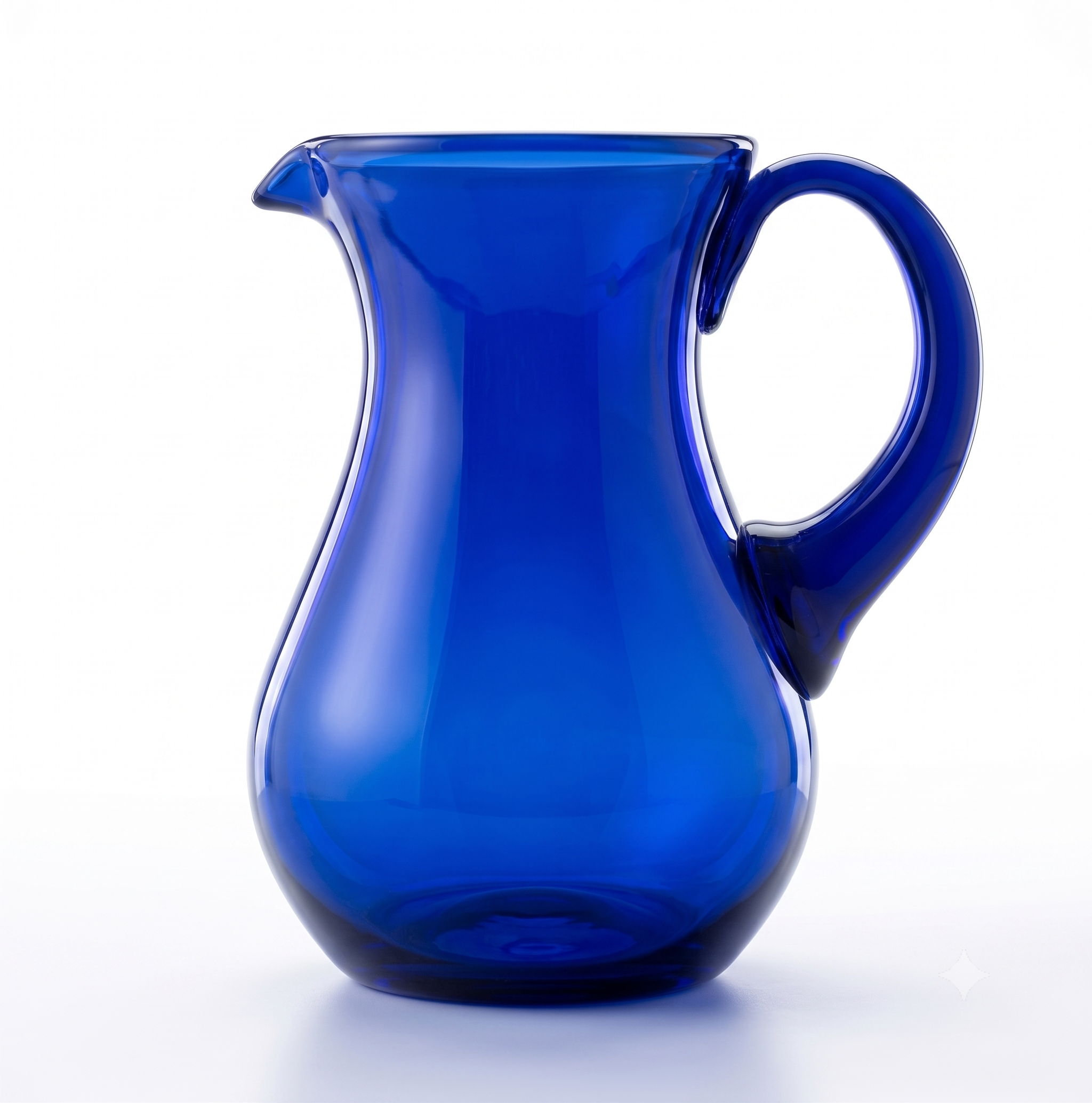 Jarra pera artesanal de vidrio soplado azul cobalto
