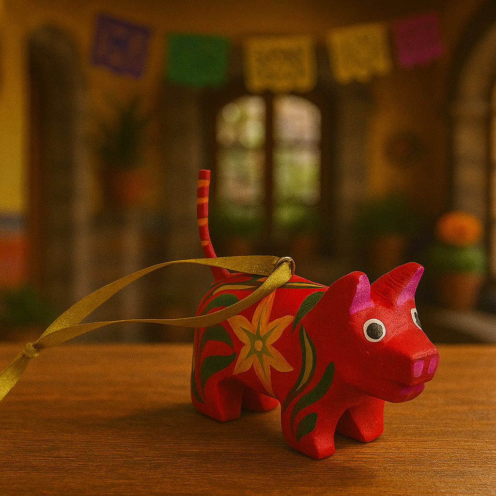 Set de 5 Alebrijes Ornamentales – Colgantes de Madera de Copal Hechos a Mano