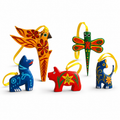 Set de 5 Alebrijes Ornamentales – Colgantes de Madera de Copal Hechos a Mano