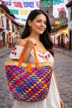 Bolsa Tote de Palma Tejida a Mano – Modelo Nene Colores (Tamaño Grande)