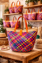 Bolsa Tote de Palma Tejida a Mano – Modelo Nene Colores (Tamaño Grande)