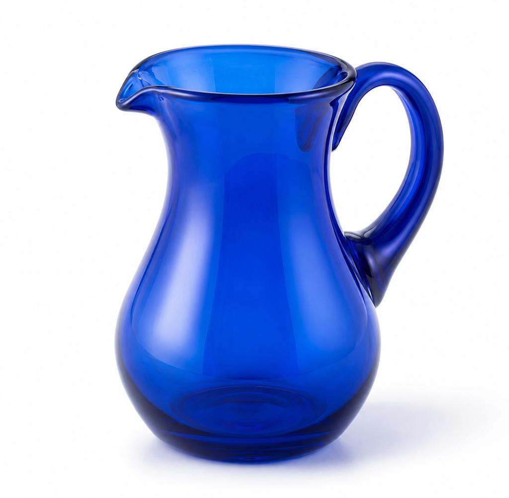 Jarra Pera Artesanal de Vidrio Soplado – Azul Cobalto Premium