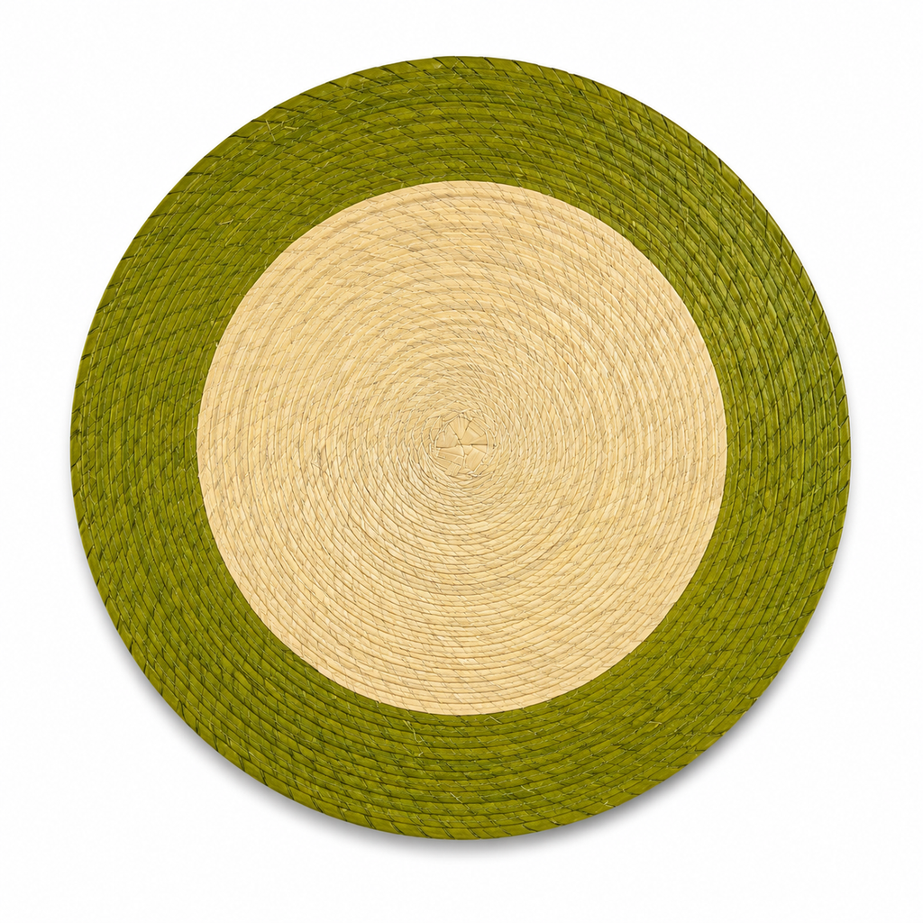 Kit de Mesa de Tule Natural – 4 Manteles Individuales Redondos + 4 Portavasos