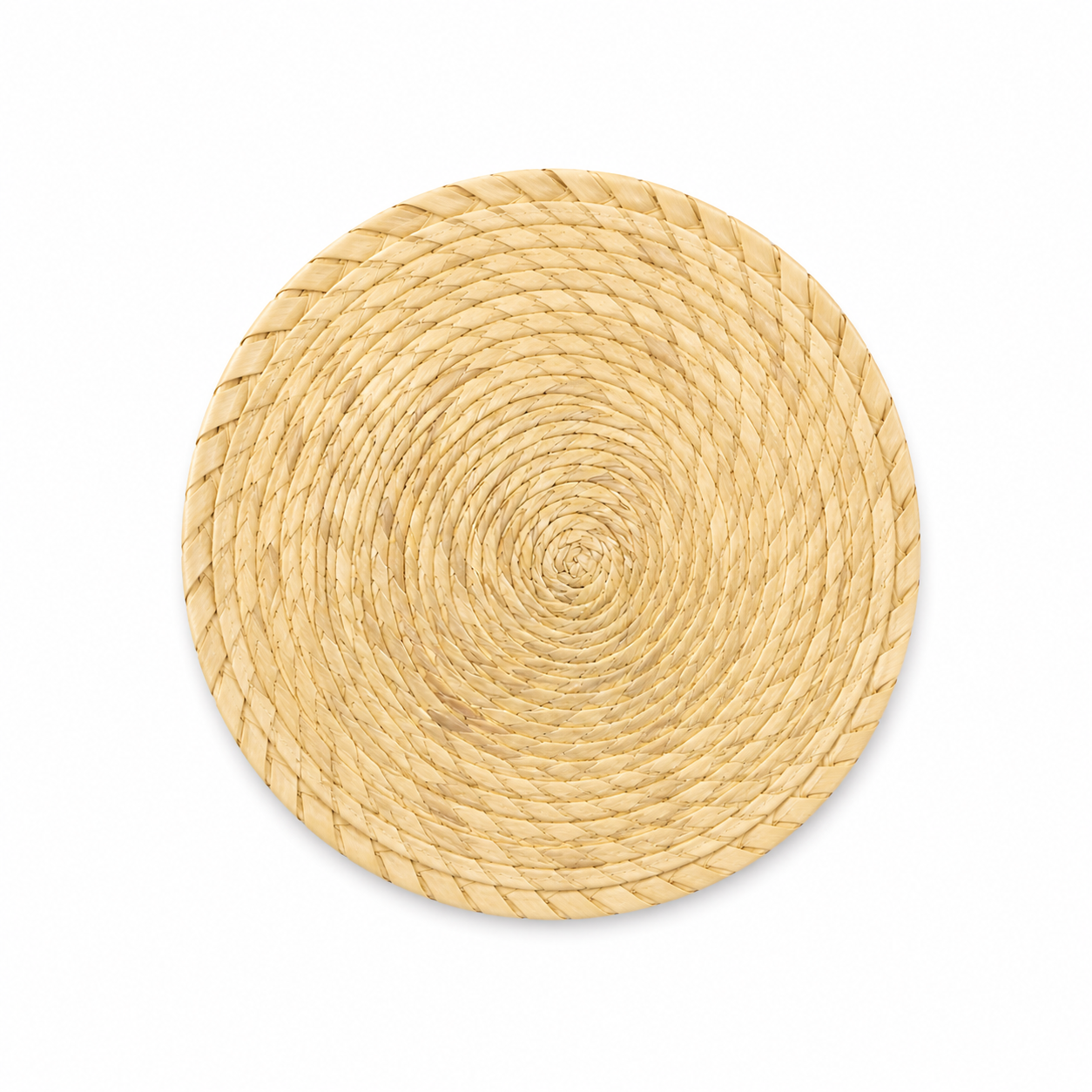 Kit de Mesa de Tule Natural – 4 Manteles Individuales Redondos + 4 Portavasos